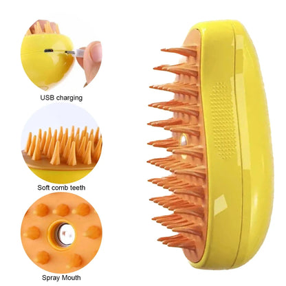 3 in 1 Cat Hair Removal Combs Steam Brush Steamy Dog Brush Electric Spray Cat Hair Brushes for Massage Pet Grooming Comb