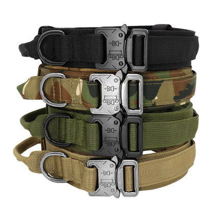 Large Dog Tactical Collar, Soft Padded Adjustable Heavy Duty Military Dog Collar with Control Handle for Medium Large Dogs