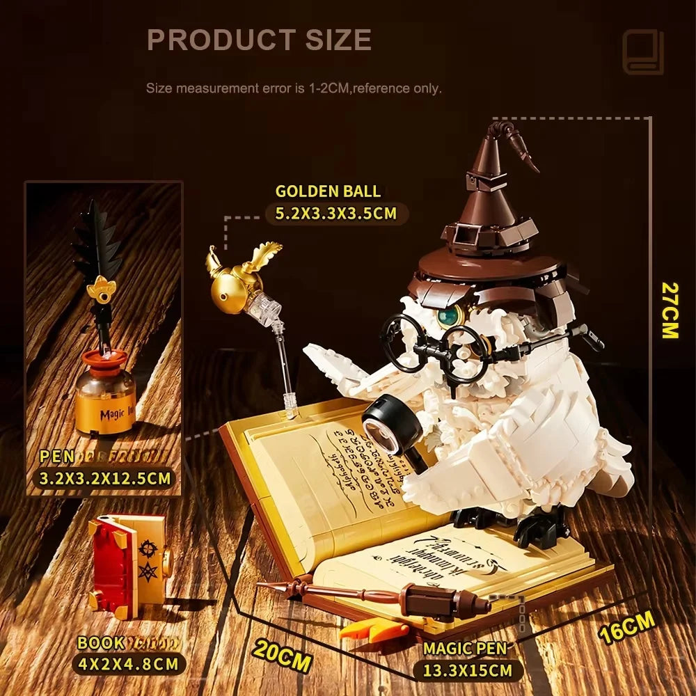 Magical World Owl Doctor Magic Book And Lights Building Blocks Animal Bird Models Assembly Doctoration Toys Kids Christmas Gifts