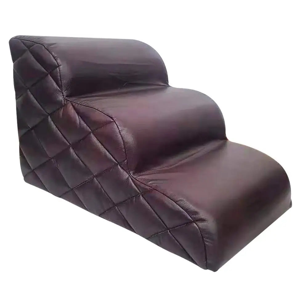 Pet Steps Dog Stairs Puppy Ladders Dog Furniture Non-Slip 3 Steps Dog Stairs Soft Leather Cover Bed Stairs Pet Cats Bed Steps