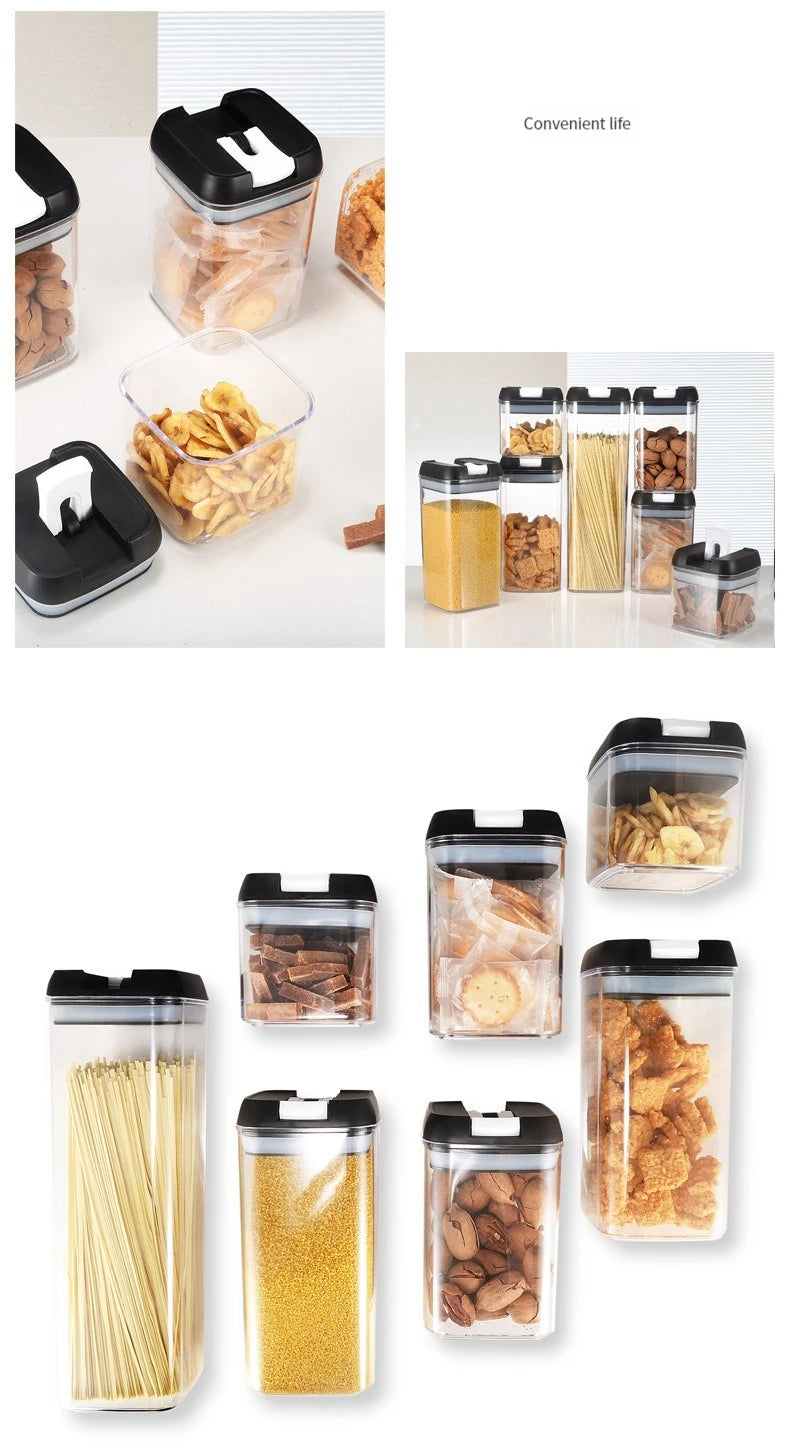 7pcs/set Food Storage Containers Plastic with Lids Kitchen Storage for Rice Sugar Flour Pasta Cereal Storage Containers