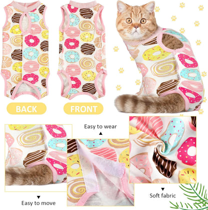 Cat Surgery Recovery Suit Soft Female Cat Onesie After Surgery Spay Surgical Abdominal Wound Skin Diseases E-Collar Alternative