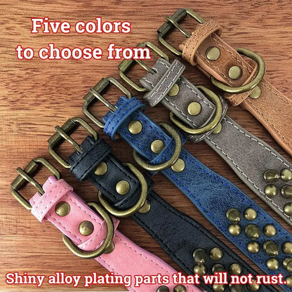 Spiked Dog Collar Mushroom Rivet PU Leather Dog Collars Adjustable Spike Studded Pet Collar for Pitbull Mastiff Husky Rottweiler