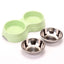 Pet Stainless Steel Bowls Double Puppy Dog Food and Water Bowls Set Cat Bowls Pet Feeder Dishes Dual Bowls for Small Dogs Cats