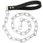 Chain Dog Leash Chew Proof, Metal Slip Chain Dog Leash with PU Handle, Heavy Duty Leashes for Medium Large Dogs Training Walking