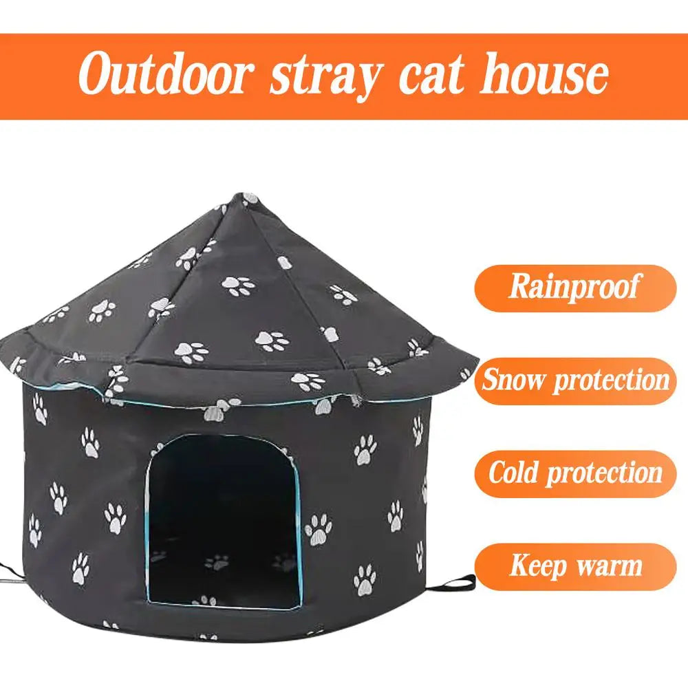 Cat House Dog Nest Waterproof Outdoor Winter Warm Pet Cave Insulated Outside Cat House Home Foldable and Washable Pet House