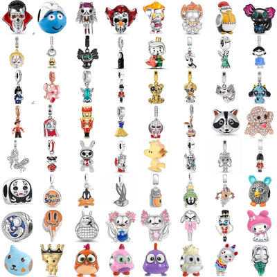 New 925 Silvering Disney Cute Bird Tiger Duck Dog Rabbit Salamander Charm Bead fit Original Bracelet Trinket DIY Women Jewelry