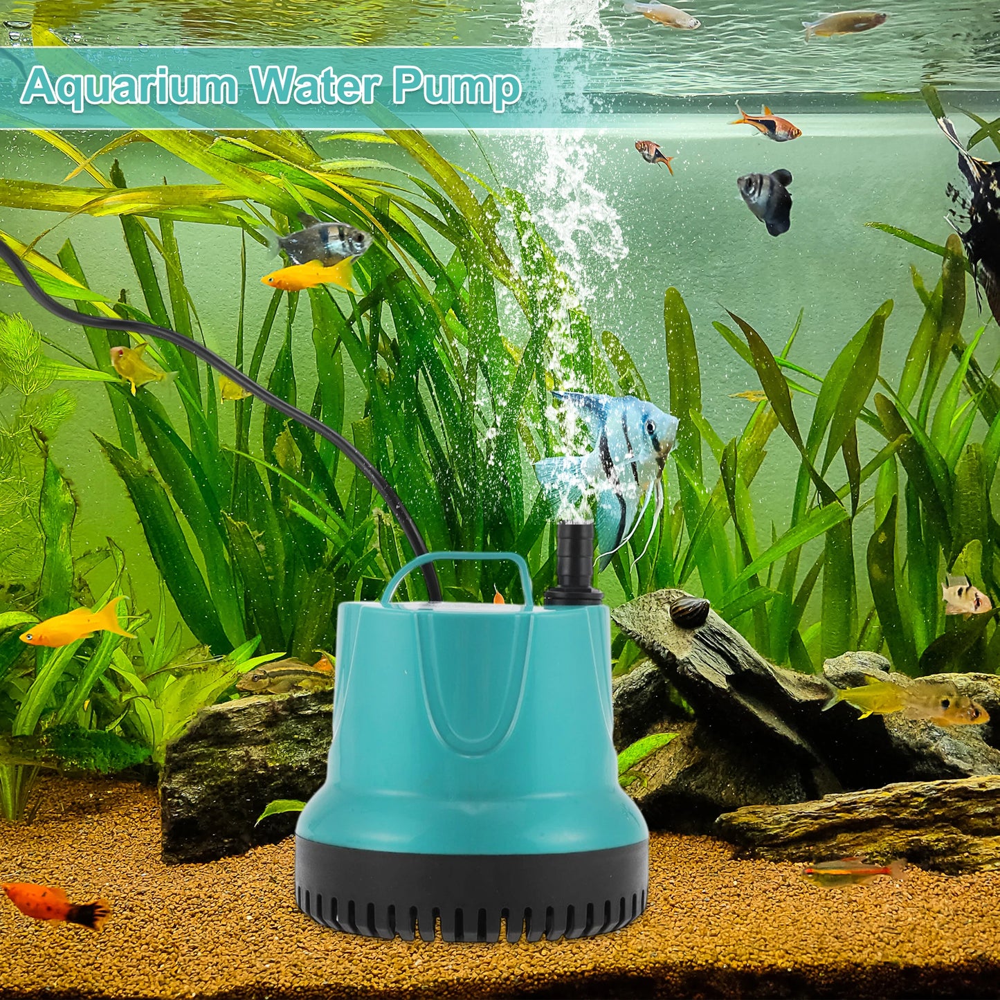 UXCELL Aquarium Submersible Water Pump 60W Fountain Pump Hydroponic Submersible Pump Lake Blue