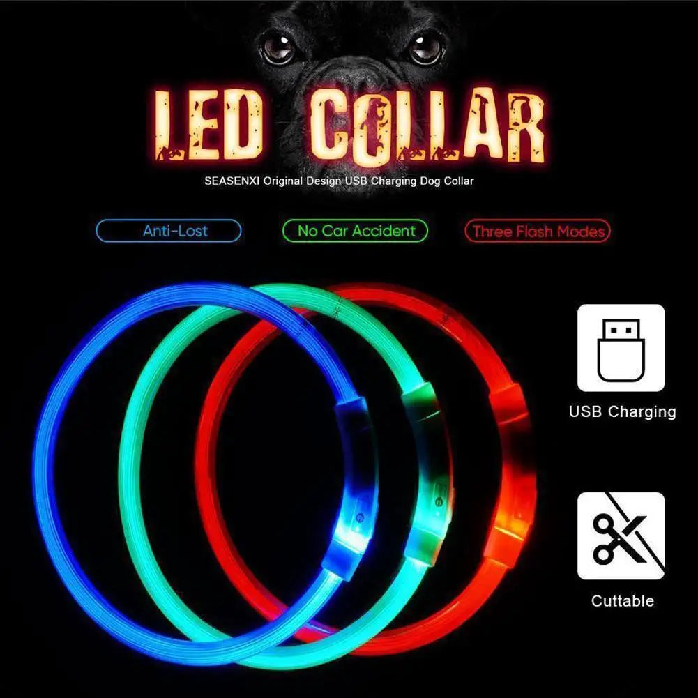 50cm LED Luminous Dog Collar Waterproof And Dustproof Visual Night Dog Walking To Prevent Lost Creative Color Dog Sub-sign Light