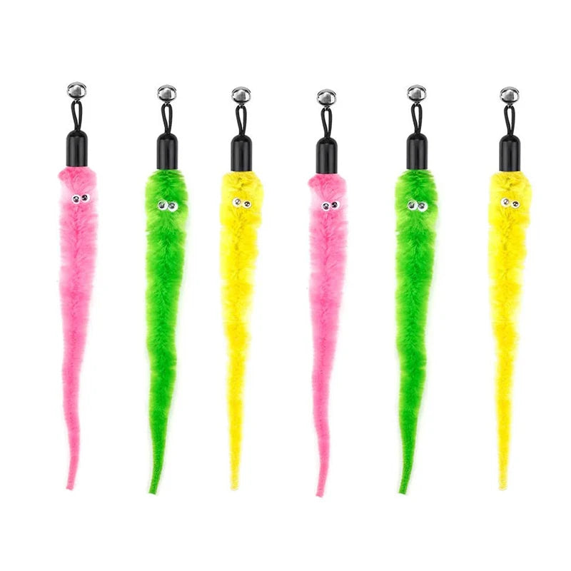 Cat Feather Toy Accessories False Mouse Worm Toy with Bell Kitten Cat Toys Interactive Replacement Refill Foam Ball Training