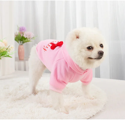Fleece Lined Dog Hoodies Cute Girl Dog Sweatshirt Spring Winter Doggie Clothes Puppy Coat with Hat Pet Apparel for Small Dogs