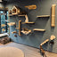 Cat Climbing Shelf Wall Mounted Cat Tree Four Step Stair Indoor Wood Scratching Post for Cat Wall Climbing Furniture Cat Hammock