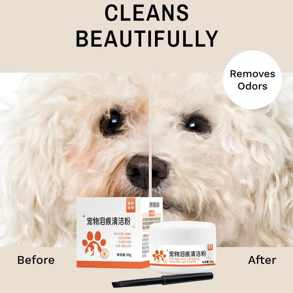 Dog Eye Tear Stain Powder 50g Mild Tear Stain Remover With Brush Pet Eye Cleaning Dogs Cats Health Supplies For Pet Shelter Home