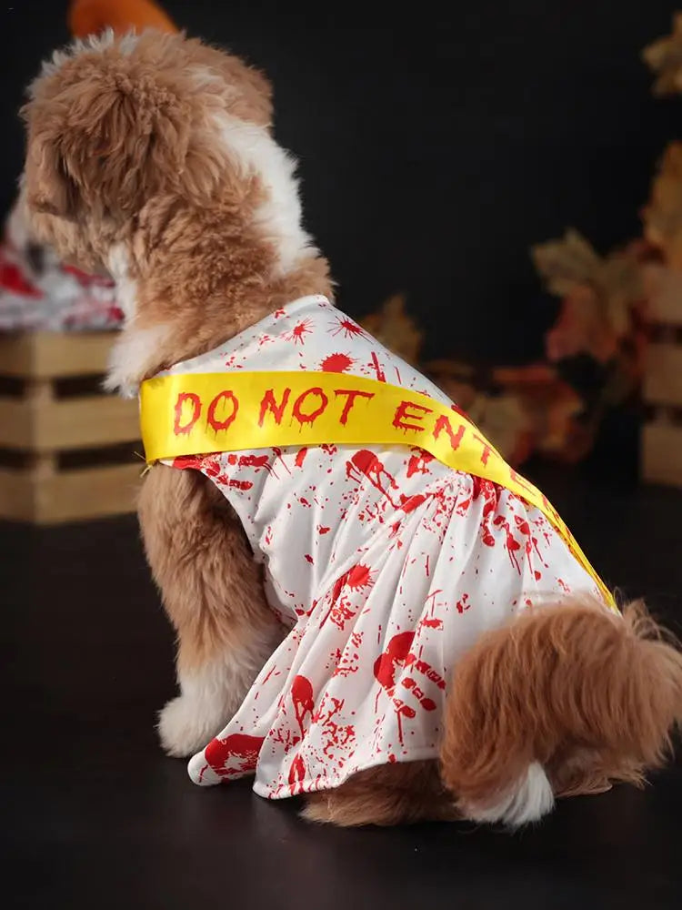 Dog Halloween Clothes Pet Dress Bloody Halloween Costume Dog Halloween Blood Skirt Halloween Seals Clothes Puppy Cosplay Costume