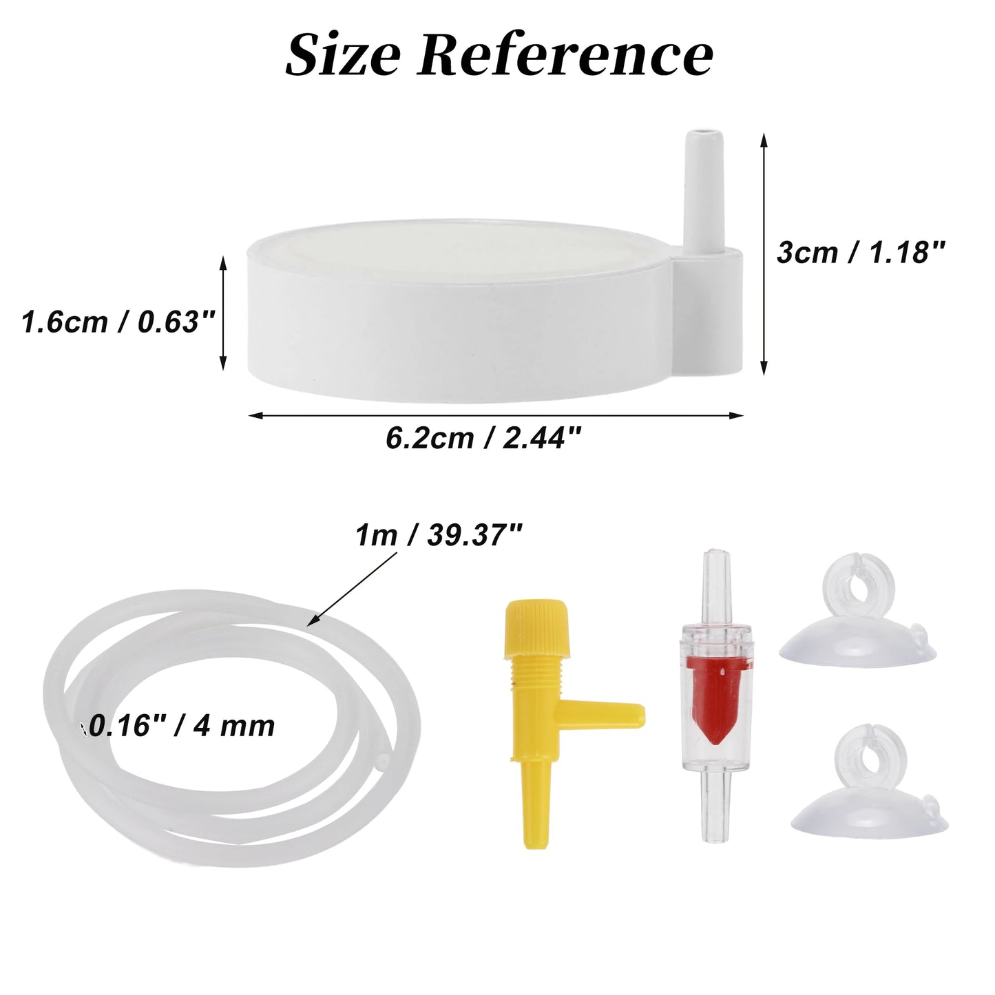 UXCELL 5cm Fish Tank Bubblers Air Stone Nano Air Disk Stone Sets Mini Air Pump Accessories with Tube Suction Cups Air Valve
