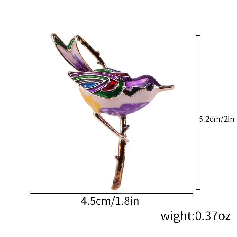 Enamel Bird Brooches for Women Rhinestone Sparrow Pins Magpie Badge Office Party Friend Gifts Accessories