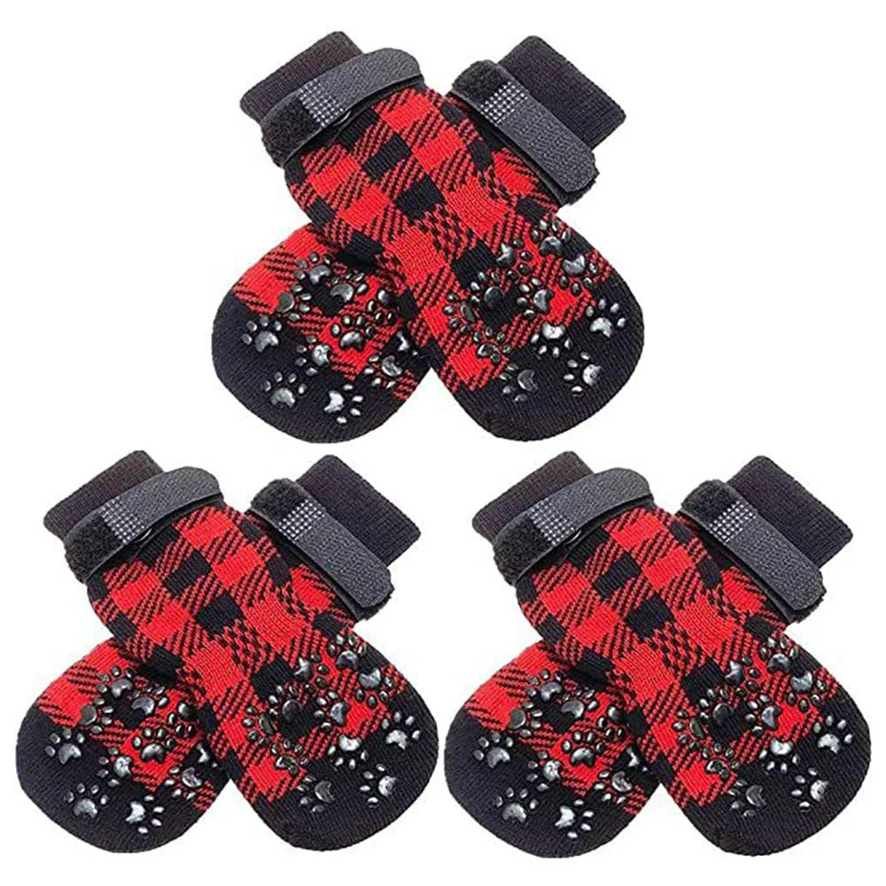 Anti-Slip Dog Socks Adjustable Pet Non-Slip Paw Protection with Paw Pattern for Puppy Dog Indoor Traction Control Wear on Floor