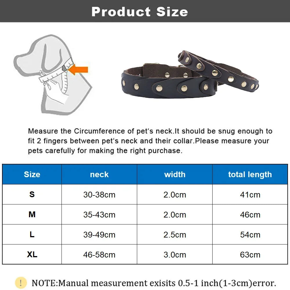 Real Leather Dog Collar Genuine Leather Buckle Connection Collar Durable for French Bulldog Schnauzer Border Collie Pet Collar