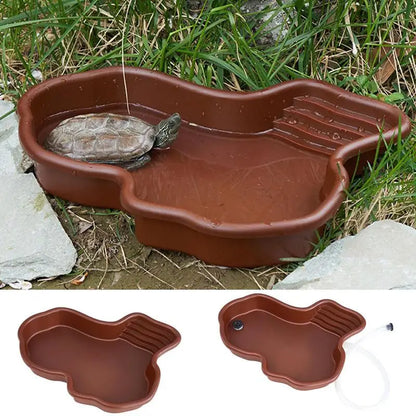 Reptile Tub Reptile Bathing Pool With Ramp And Basking Platform Aquarium Ornament For Turtle Bearded Dragon Gecko For Balcony