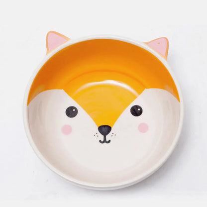 Ceramic Dog Bowl Raised Round Dog Cat Bowl No Spill Pet Dish for Food Water Feeding Cute Cartoon Printed Pet Dog Elevated Dish