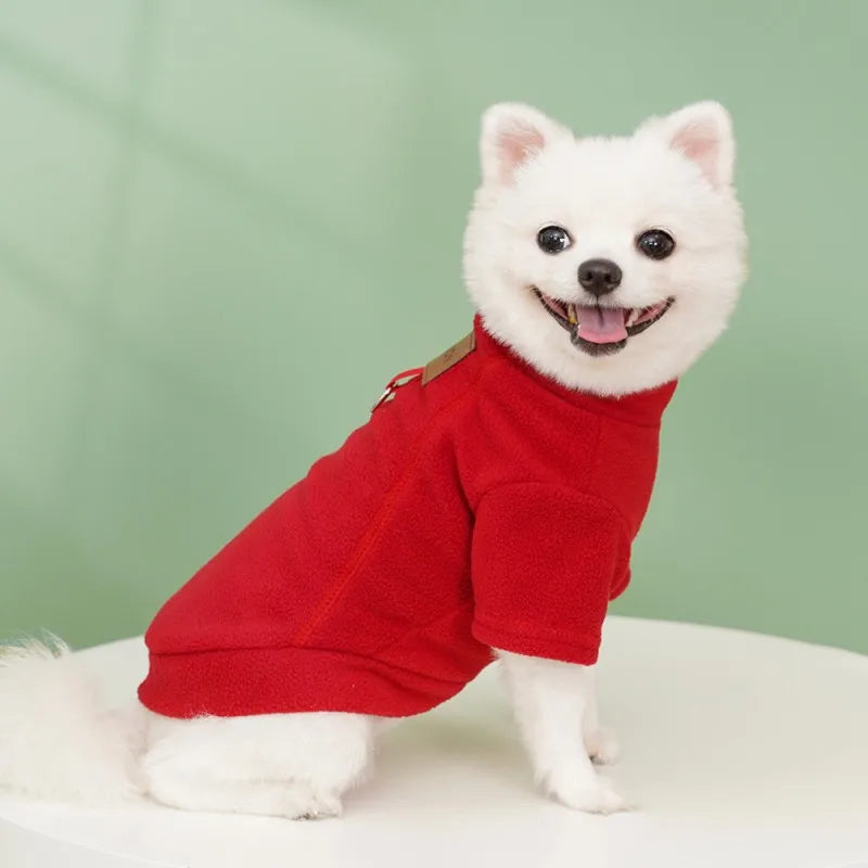 Fleece Dog Jacket Winter Dog Clothes Chihuahua French Bulldog Clothing Pet Costume with Harness D-Ring Luxury Kitten Puppy Coat