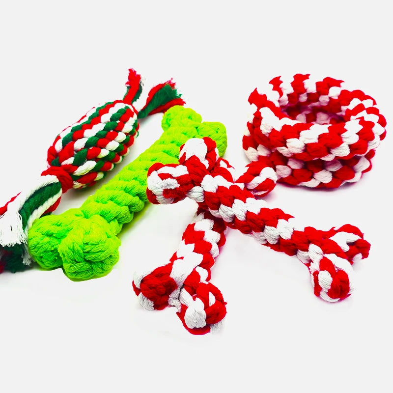 Pet Toy Chew Teething Cotton Rope Knot BonesToys For Dog Tooth Clean Ball Bite-Resistant  Dog Chew Puppy Training InteractiveToy