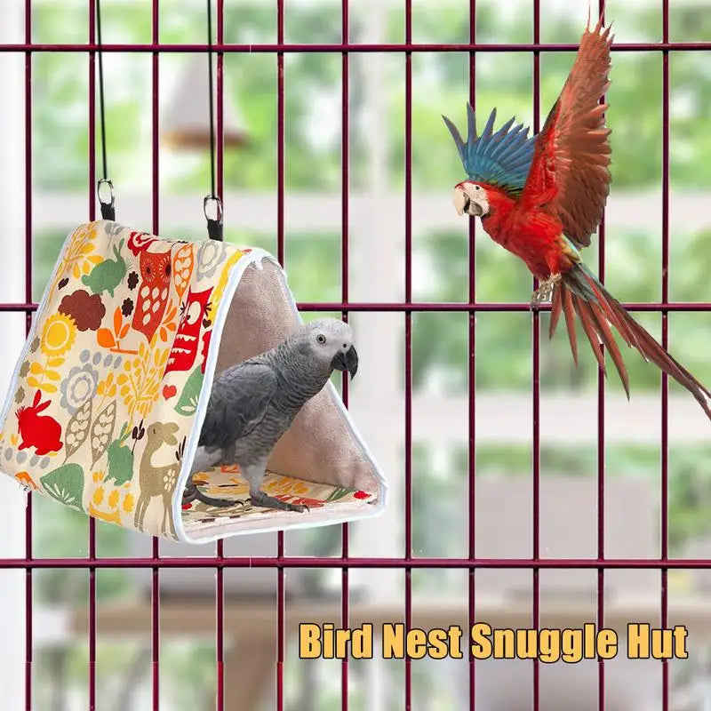Pet Bird Nest Hammock Peony Parrot Small Hammock Bird Nest Winter Warm Thick Triangle Bird Hanging Tent Snuggle Hut