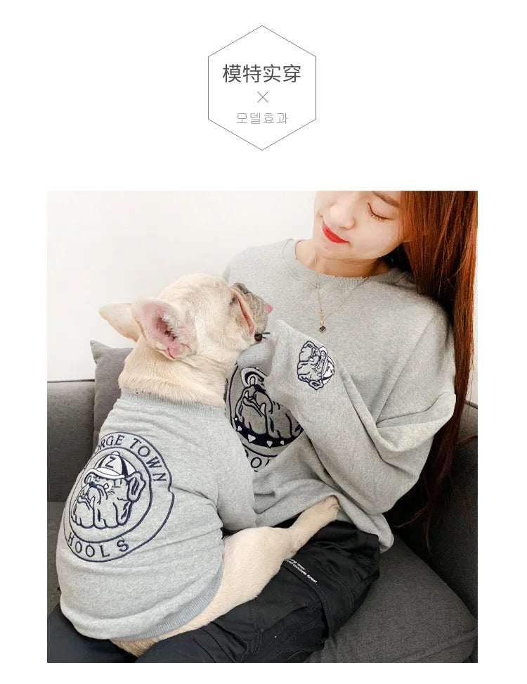 Dog Costume  Pet Clothes Crew Neck Korean Version Spring and Autumn Parent-child Wear Pure Cotton Four Colors Seven Sizes