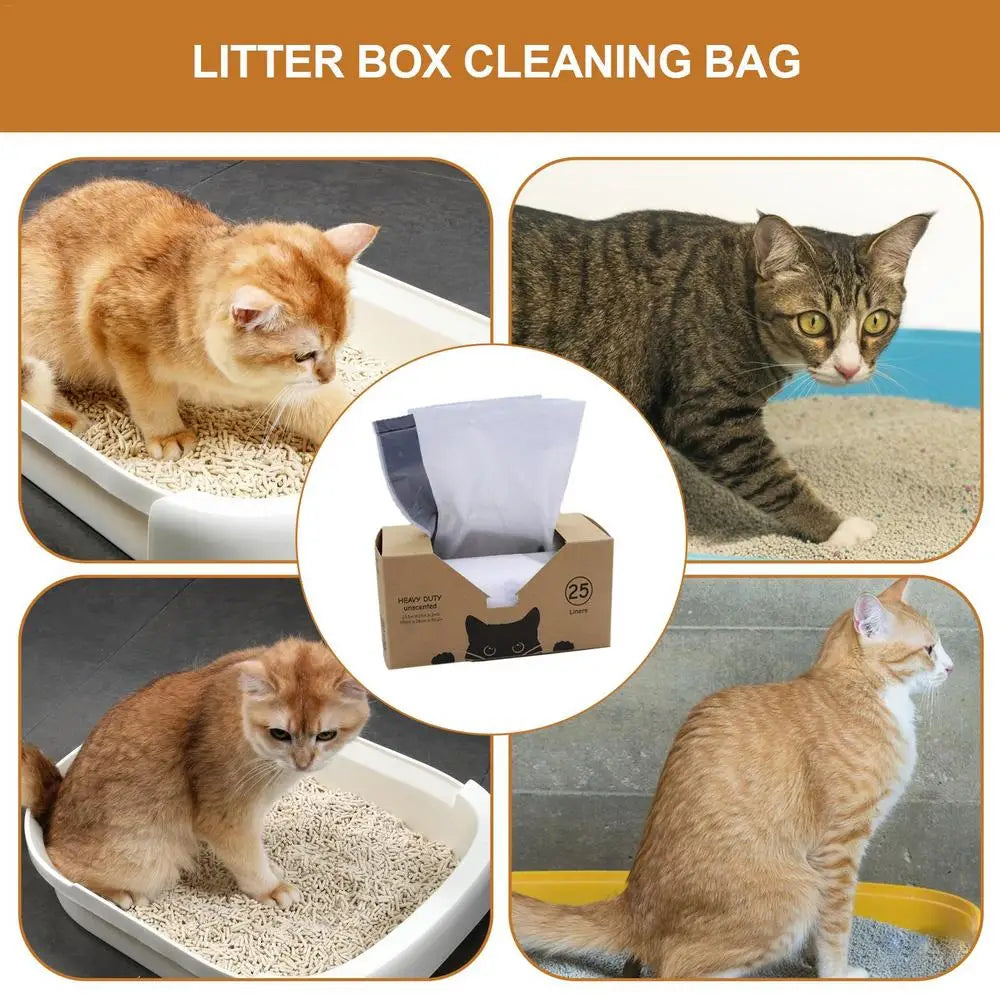 Automatic Cat Litter Box Self Cleaning Bag 25pcs Load-Bearing Thick Waste Bags For Cat Feces With Drawstring Cat Supplies For