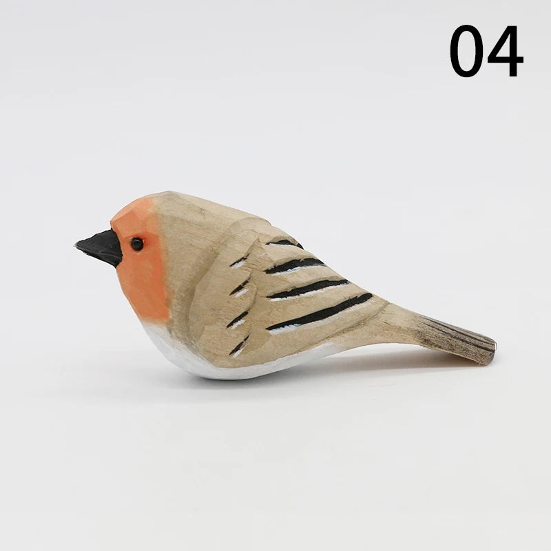 Wooden Bird Figurine Ornaments Handmade Carving Animals Miniature Crafts Art Decor Home Desktop Decoration Children Gifts