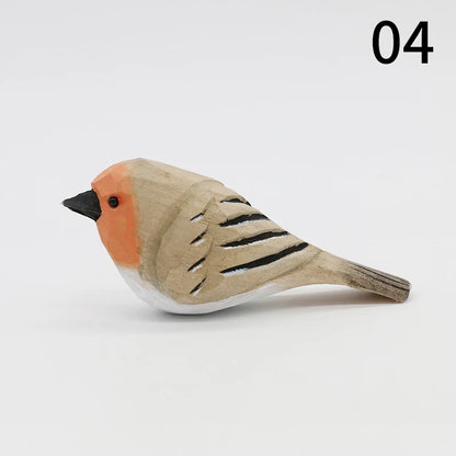 Wooden Bird Figurine Ornaments Handmade Carving Animals Miniature Crafts Art Decor Home Desktop Decoration Children Gifts