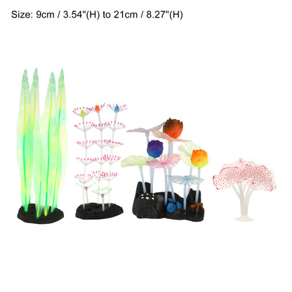 UXCELL Luminous Mushroom Plants Glowing Coral Plastic Artificial Aquarium Fluorescence Deco Ornament Fish Tank Accessories