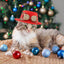 Red Pet Hats For Christmas Dog Hats Bow Tie Christmas Deer Pattern Pet Hats Soft Cute Christmas Ornaments Adjustable Pet Costume