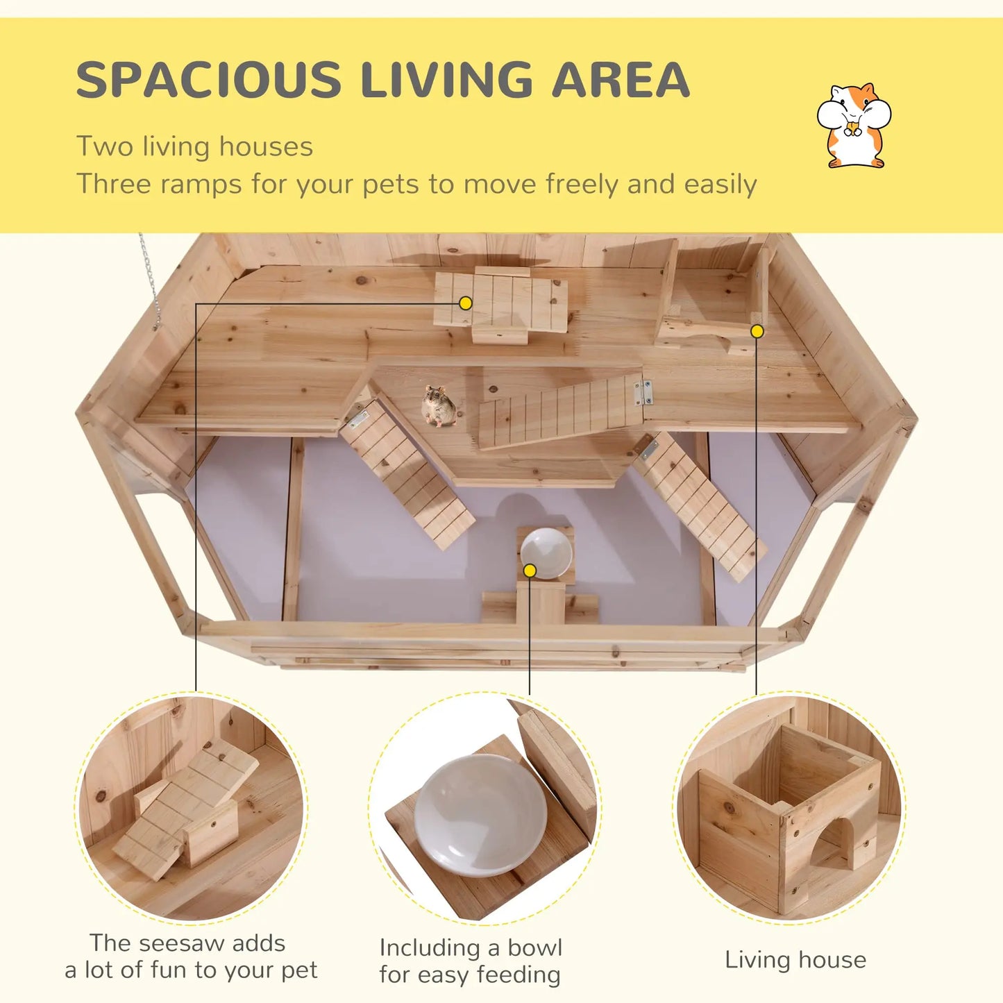 Easy Opening Wooden Animal Cage with Interior Stairs Small House for Hamsters Chinchillas Rabbits Cats Dogs