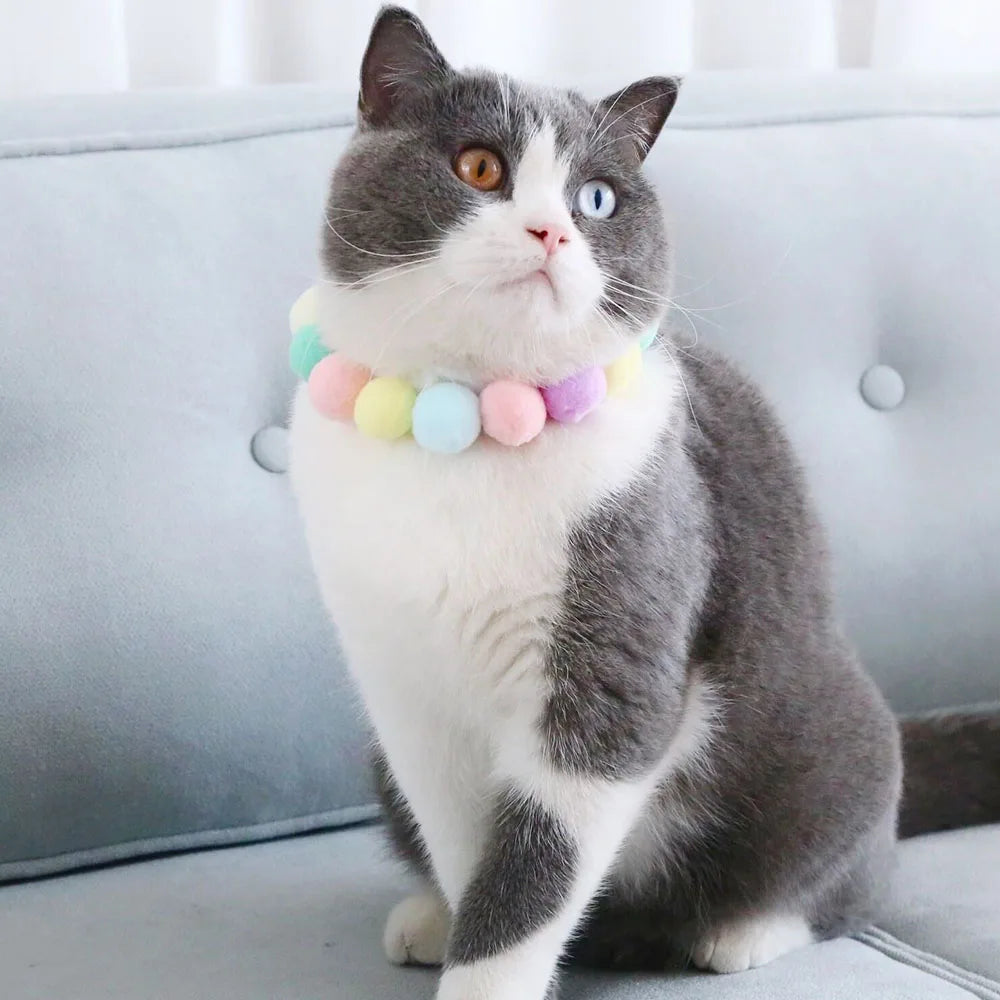 Pet Necklace Collars For Cats Puppy Dogs Cute Plush Ball Collar Adjustable Cat Neck Strap Fashion Pet Party Supplies Accessories