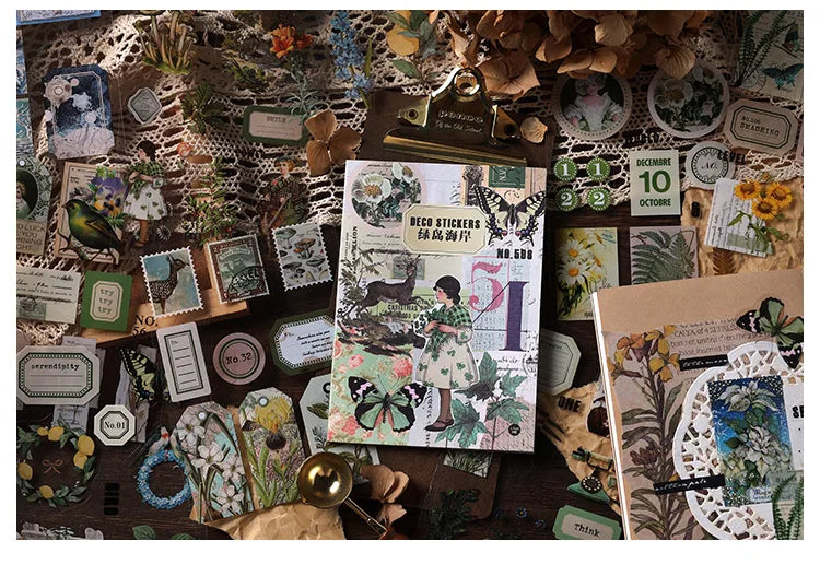 JIANQI 20 pcs PET Die cut Stickers book Plant Flower Label Decorative handmade Scrapbooking Material Diary Album Craft Supplies