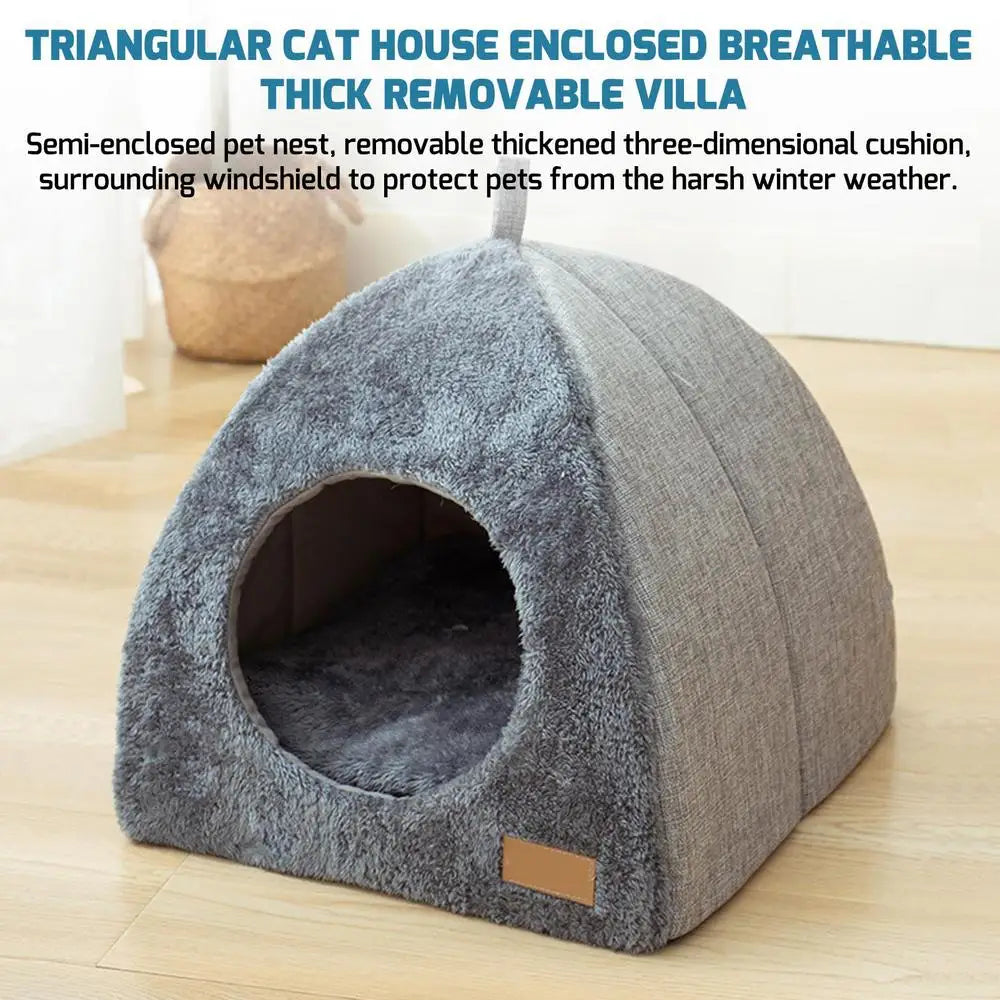 New Triangle Cat Nest New Deep Sleep Comfort In Winter Cat Bed Closed Cat House Pet Nest Safe Pet House Pet Supplies