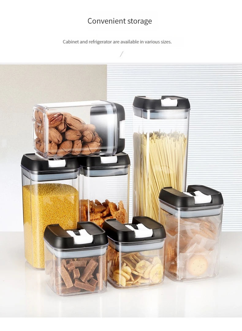 7pcs/set Food Storage Containers Plastic with Lids Kitchen Storage for Rice Sugar Flour Pasta Cereal Storage Containers
