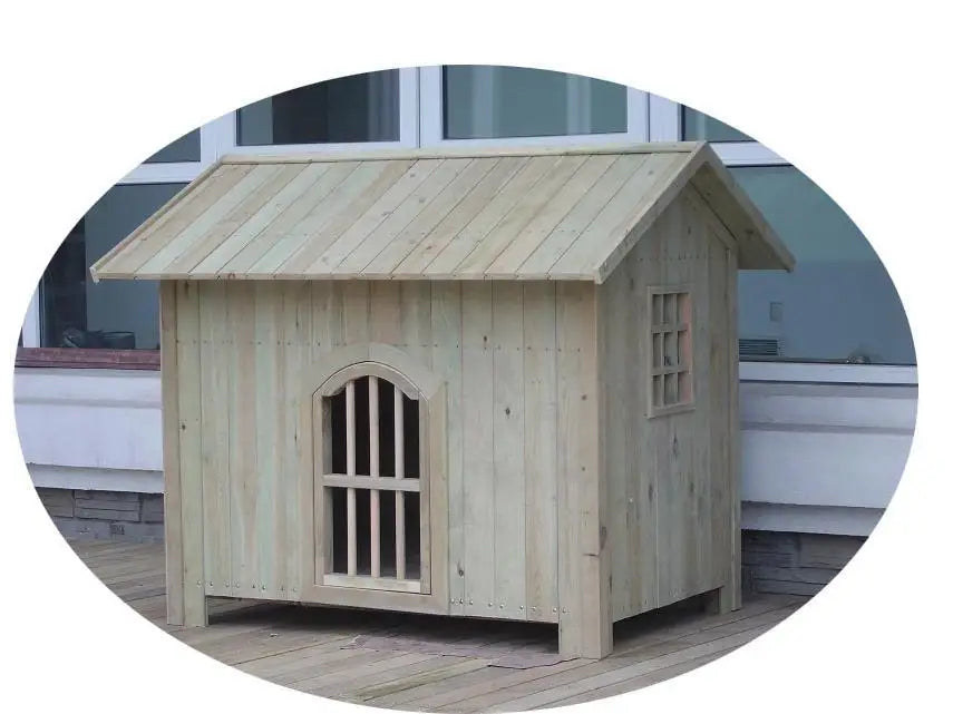 Outdoor solid wood preservative wood kennel with doors and windows kennel cat house pet house cat kennel carbonize