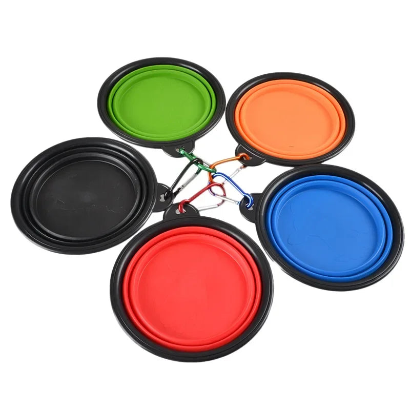 Pet Dog Collapsible Bowl Folding 350ml Silicone Bowl Outdoor Travel Portable Puppy Food Container Feeder Dish Bowl Pet dog bowls