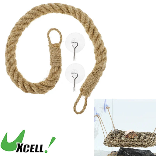 UXCELL Reptile Climbings Jute Ropes Hermit Climbing Rope Ladder Trapez With Suction Cup for Tank Terrarium Accessories