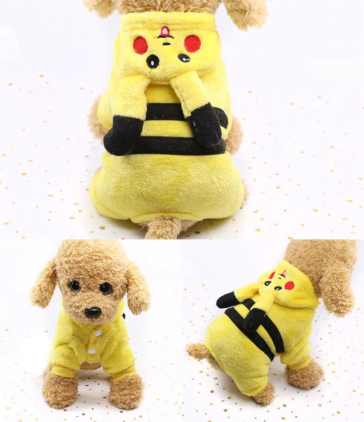 pawstrip Small Dog Clothes Warm Winter Pet Dog Jumpsuit Puppy Fleece Hoodie Chihuahua Small Medium Dog Warm Outfit Kitten Jacket
