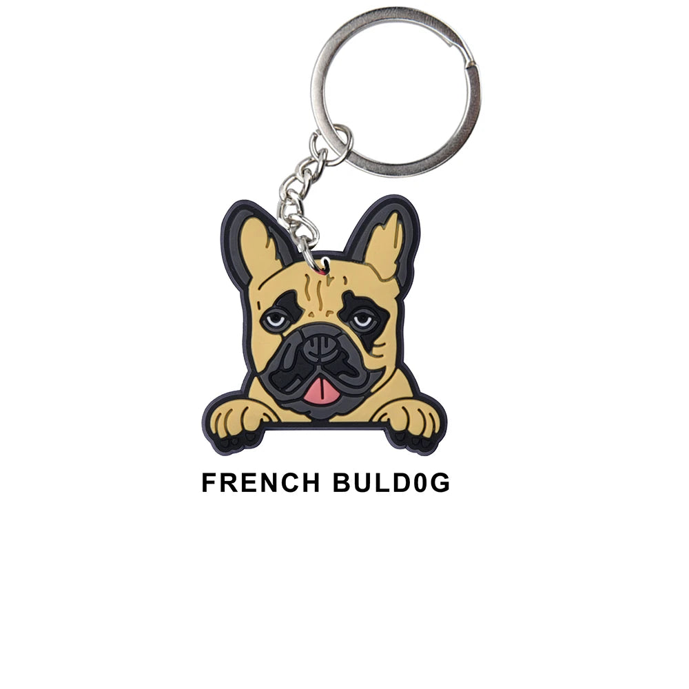 Cartoon Cool Dogs Keychains Bulldog English Springerspaniel Keyrings Maltese Greyhound Key Chains Husky Keeshond Key Rings Gifts