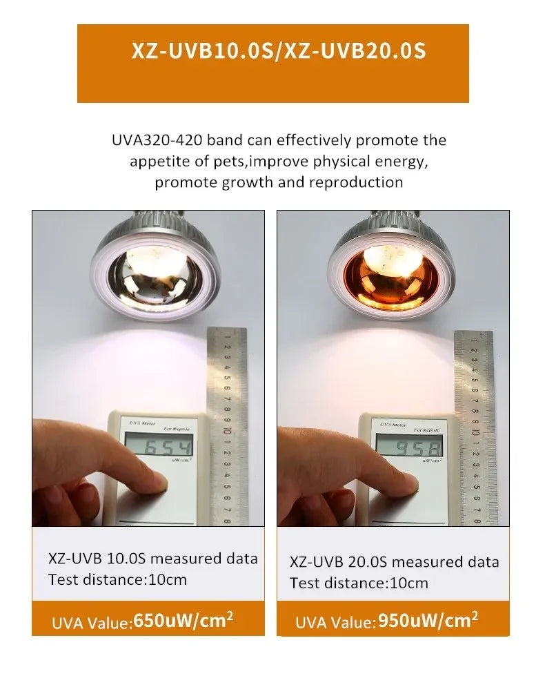 Reptile UV Lamp UVA+UVB 10.0S 20.0S Turtle Tortoise Lizard Basking Sunlight Bearded Dragon Terrarium Temperature Controller