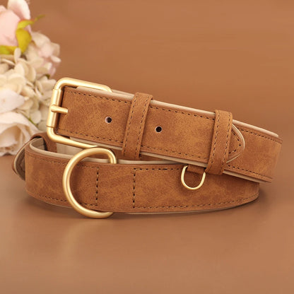 Durable Dog Collar Leather Dogs Collars Soft Padded Pet Pitbull Necklace Adjustable For Small Medium Large Dogs Pug Pet Products
