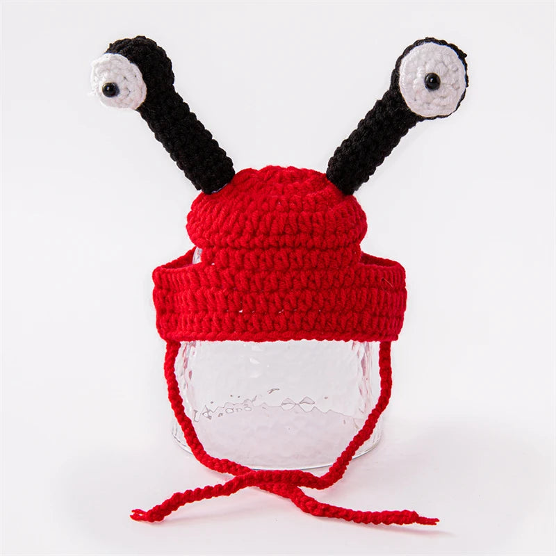 Luxury Design Pet Hat for Small Dogs Knitting Animal Shaped Cosplay Puppy Head Wear Caps New Year Warm Lace Up Cat Accessories