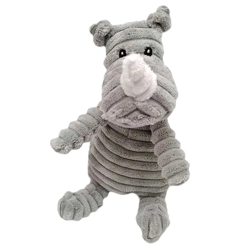 Plush Dog Toy Animals Shape Bite Resistant Squeaky Toys Corduroy Dog Toys for Small Large Dogs Puppy Pets Training Accessories