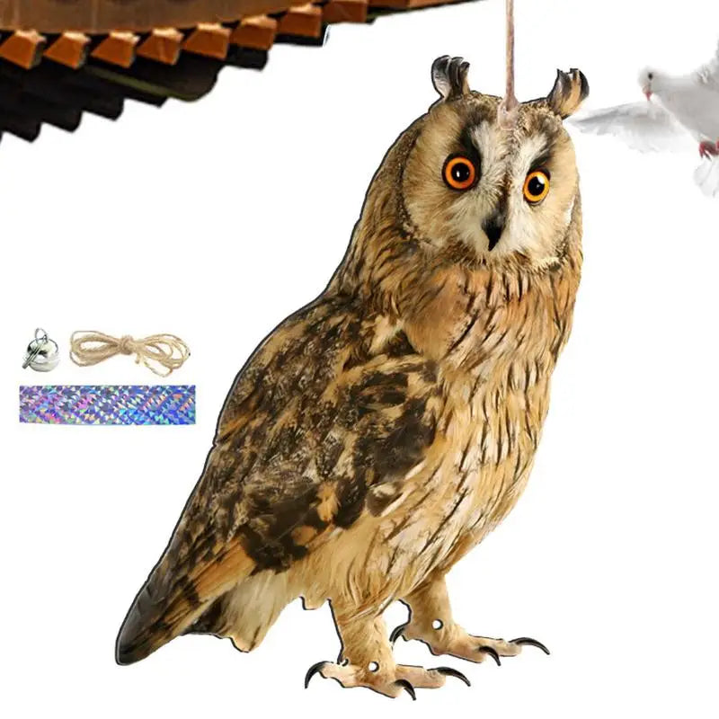 Farm Protector Bird Scarer Owl Scarecrow Scarer Pendant Garden Protector Pendant Waterproof With Bell Fake Bird Scarecrow Bird
