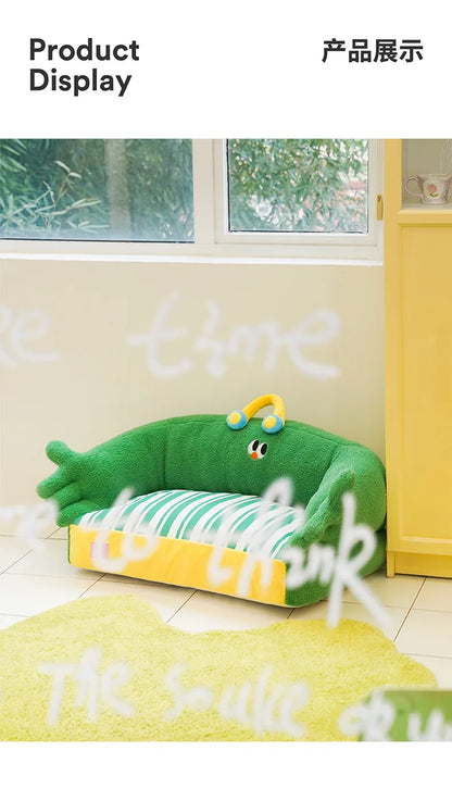 Zeze green lush pet bed cat litter all seasons removable dog litter teddy bear small dog warm sofa