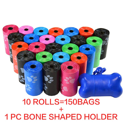 10 Rolls(150Bags) Pet Poop Bags Disposable Dog Waste Bags 15 Bags/ Roll Large Cat Waste Bags Doggie Outdoor Clean